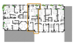 Plano de la planta de un edificio de obra nueva en construcción ene le centro de Logroño